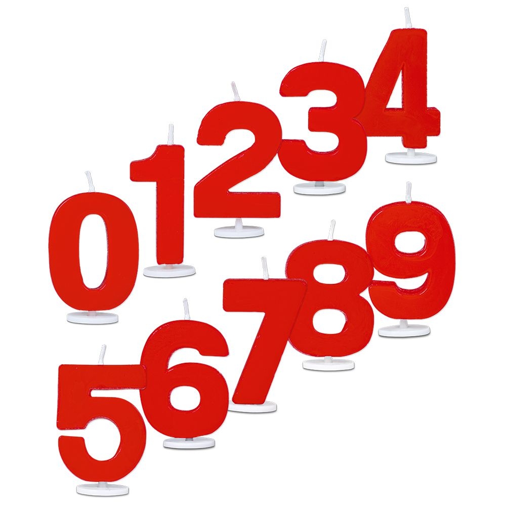 Städter - Kerze Ziffer - 4,5 cm - Rot mit Halter Städter - Kerze Ziffer - 4,5 cm - Rot mit Halter