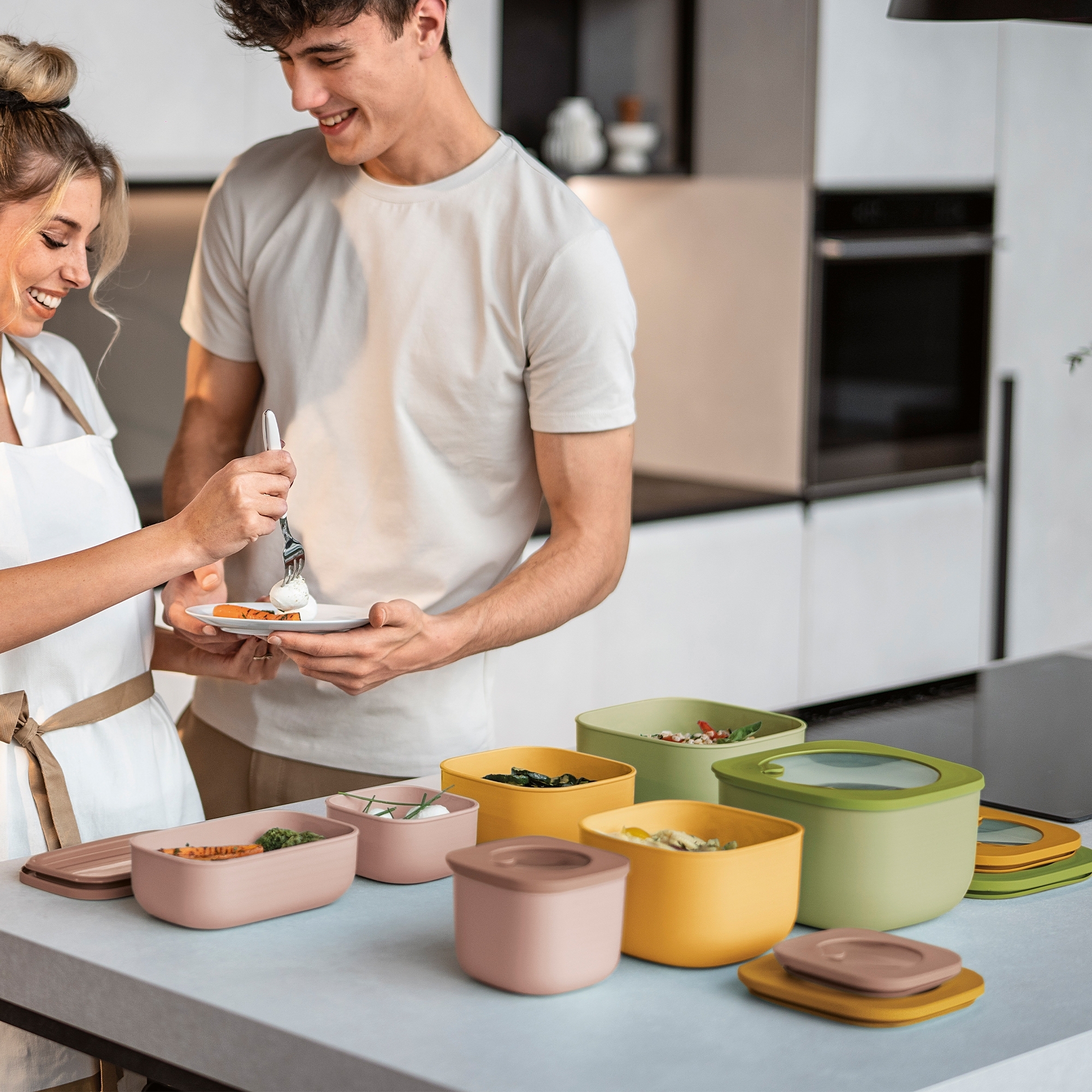 Guzzini - Storage jar Eco Store & More 975ml flat - peach blossom pink Guzzini - Storage jar Eco Store & More 975ml flat - peach blossom pink