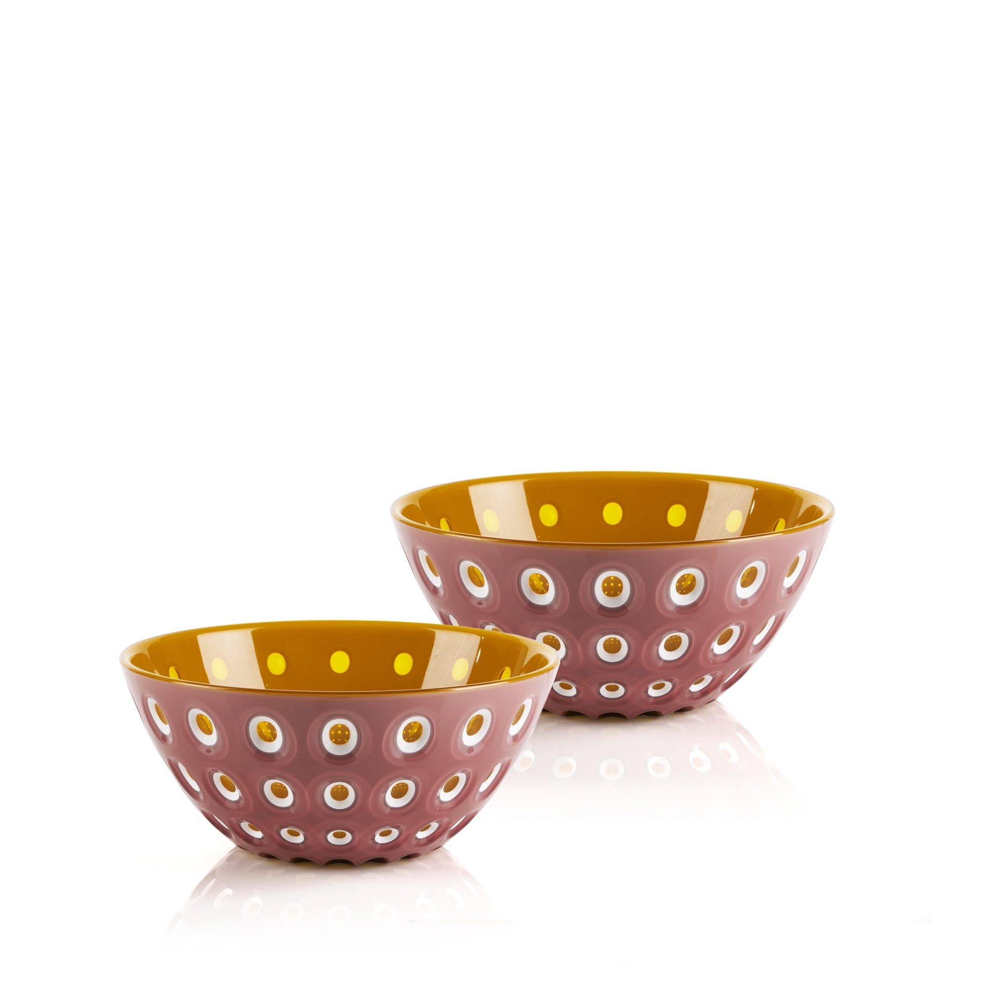 Guzzini - Bowl 12.5 cm, set of 2, “Le Murrine”, Mauve-White-Caramel