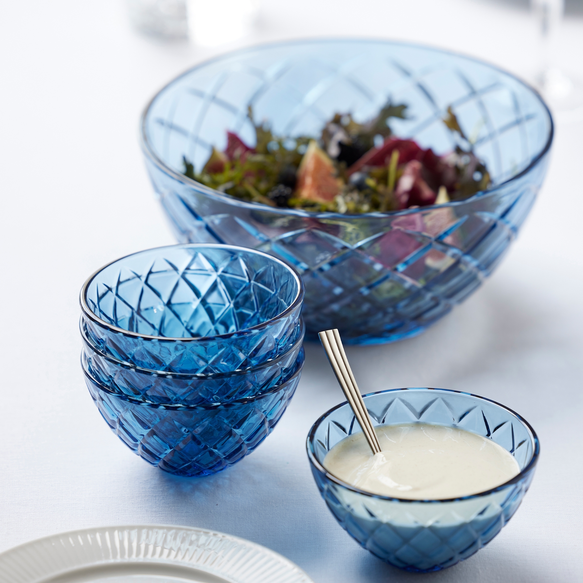 Lyngby Glas -Sorrento - Bowl - Blue - 4 pcs.