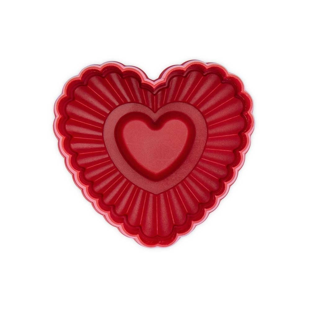 Städter - Cookie cutter with ejector - corrugated heart - with embossing and ejector