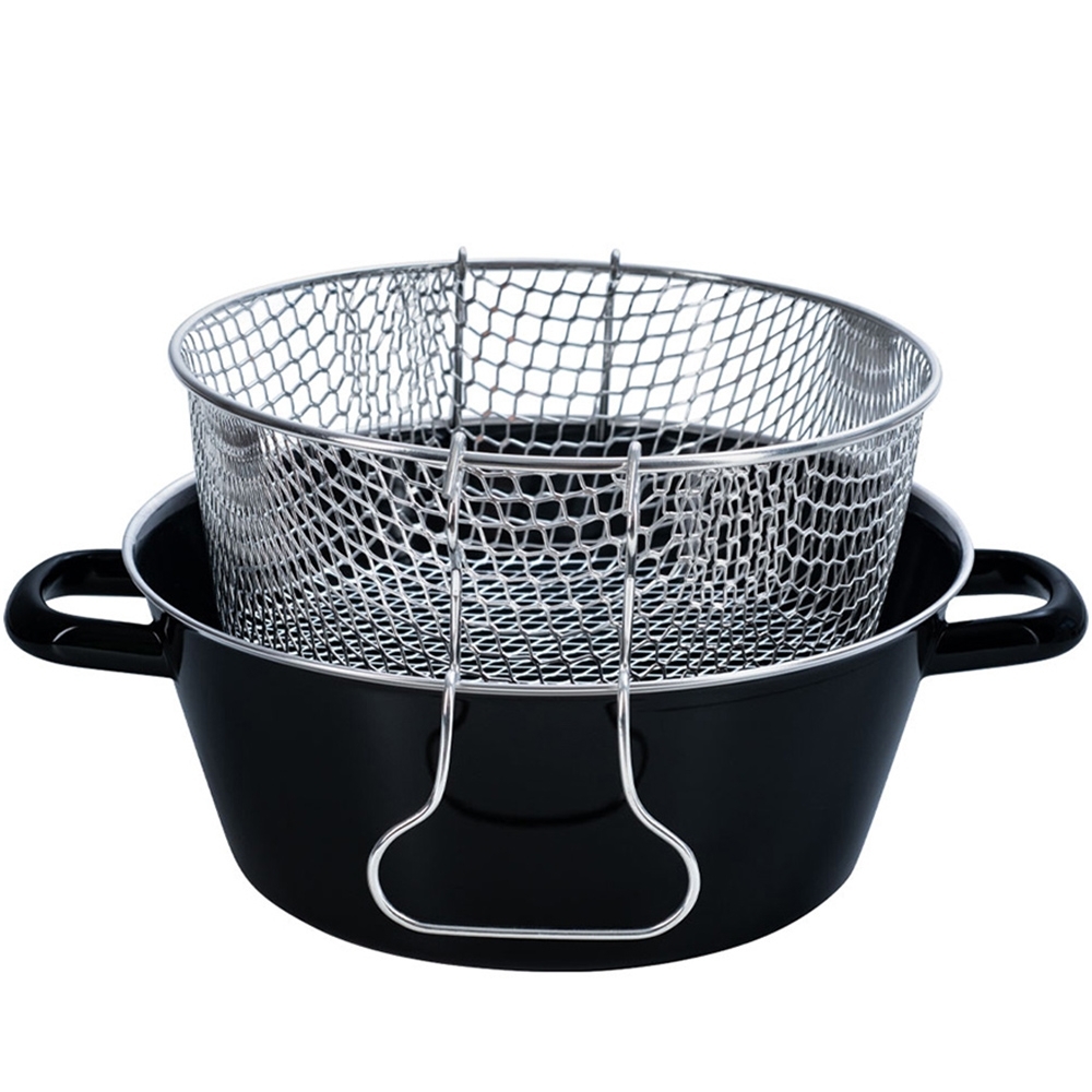 Riess CLASSIC - Black Enamel - French Fries Pan with Insert