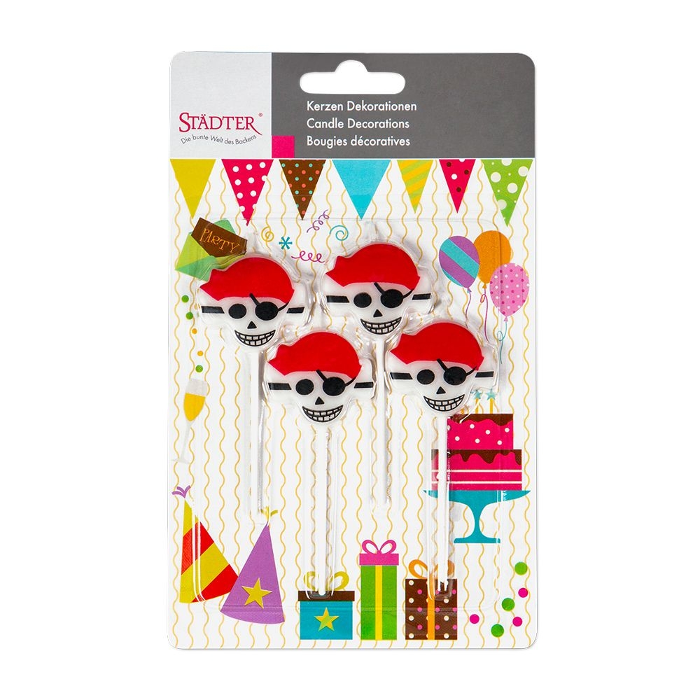 Städter - Candles Pirates - 3,5 x 9,5 cm - white Sticks - Set of 4 Städter - Candles Pirates - 3,5 x 9,5 cm - white Sticks - Set of 4