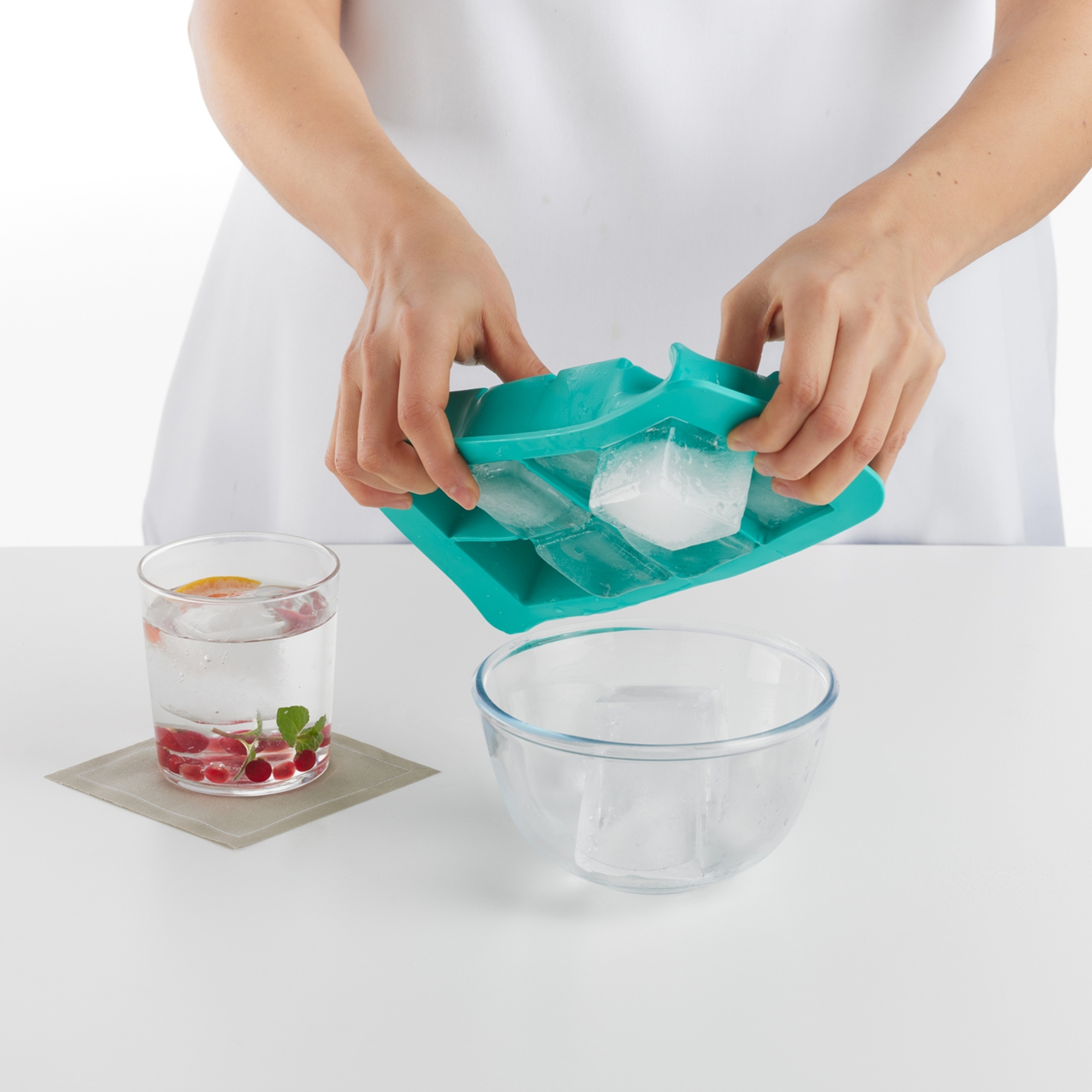 Lékué - XL Quadratische Eiswürfelform türkis