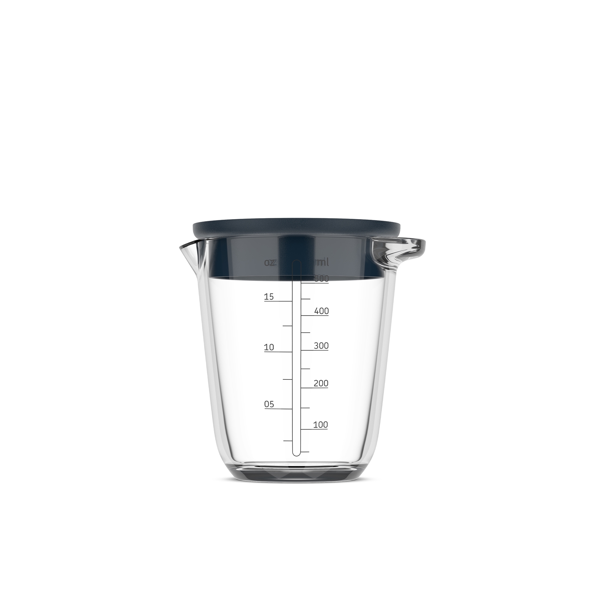 Transparenter Messbecher mit Deckel und Skala 500 ml