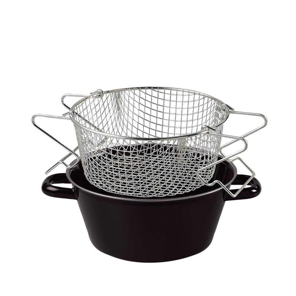 Riess CLASSIC - Schwarzemaille - Einsatz für Pommes-Frites Pfanne