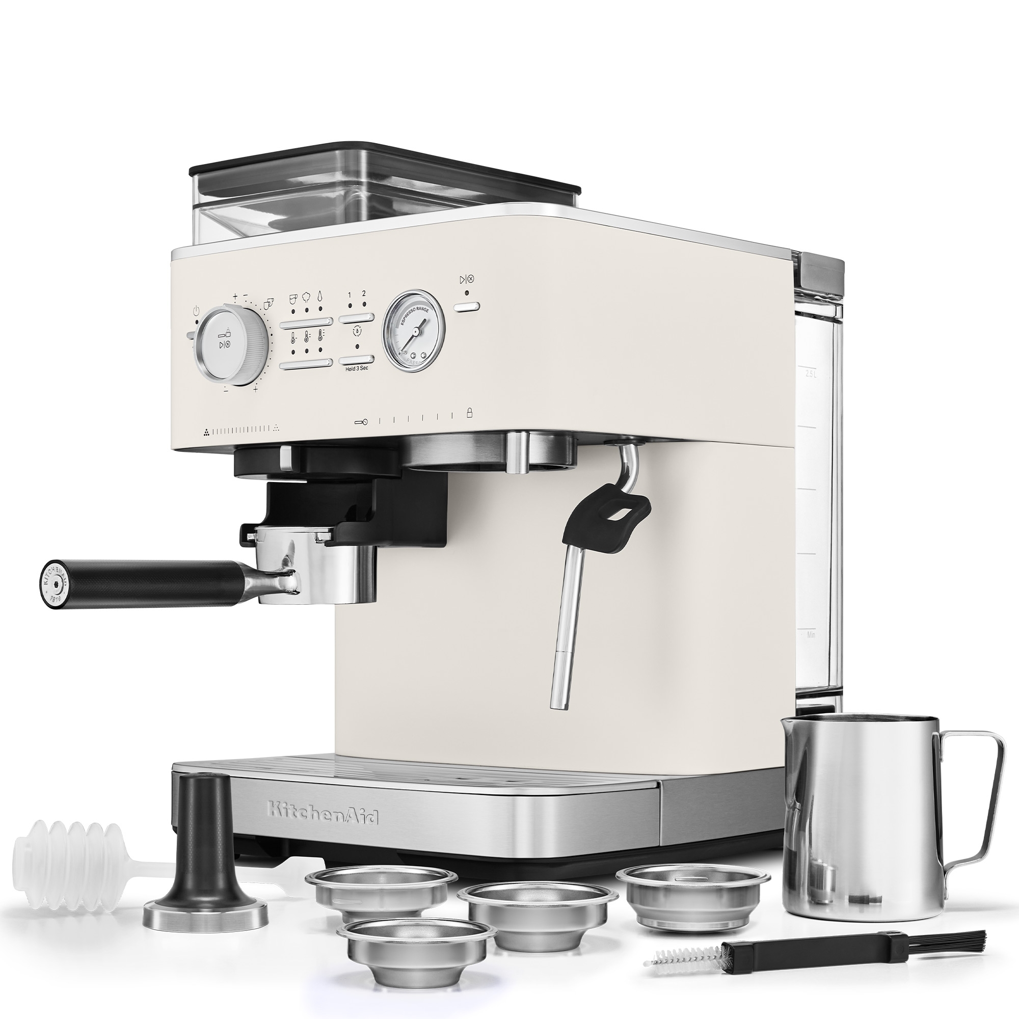 KitchenAid - Semi-automatic espresso machine with coffee grinder - Porcelain White KitchenAid - Semi-automatic espresso machine with coffee grinder - Porcelain White