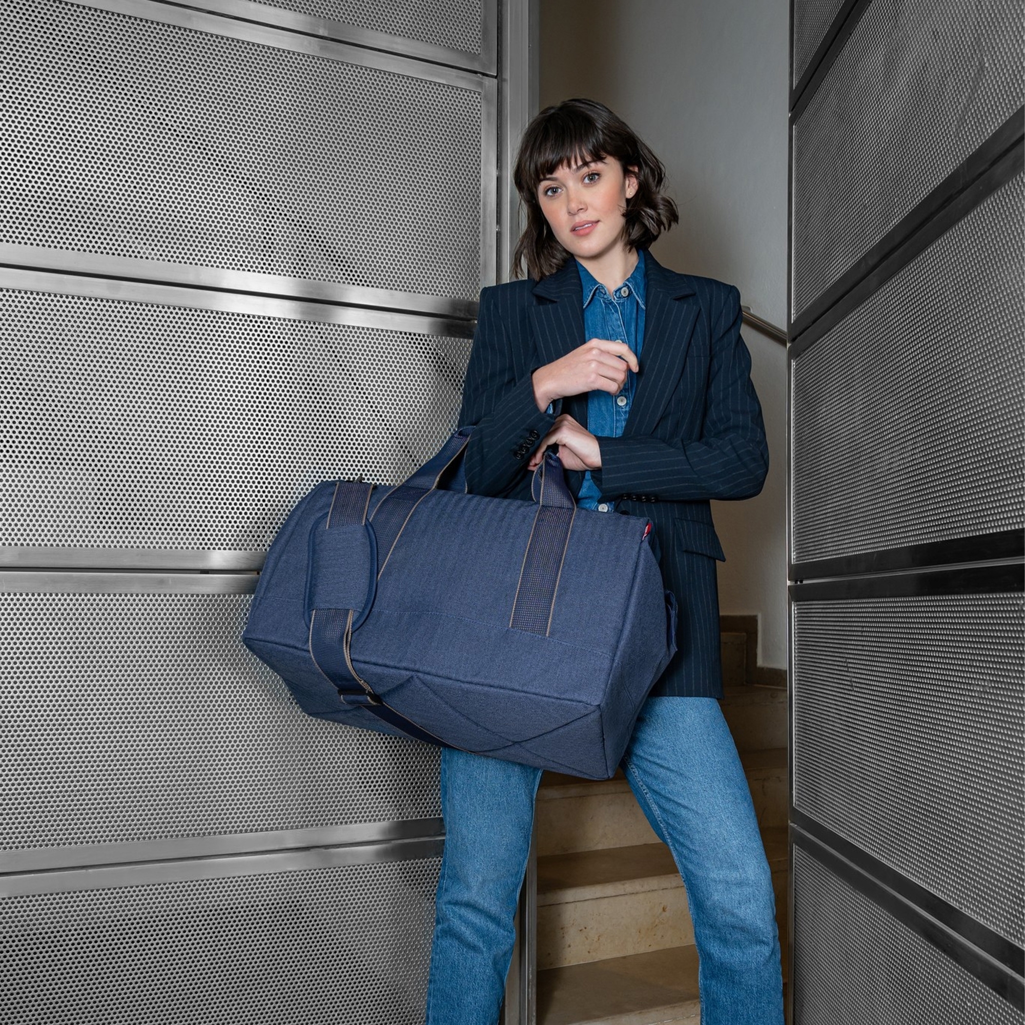 reisenthel - allrounder L - herringbone dark blue reisenthel - allrounder L - herringbone dark blue