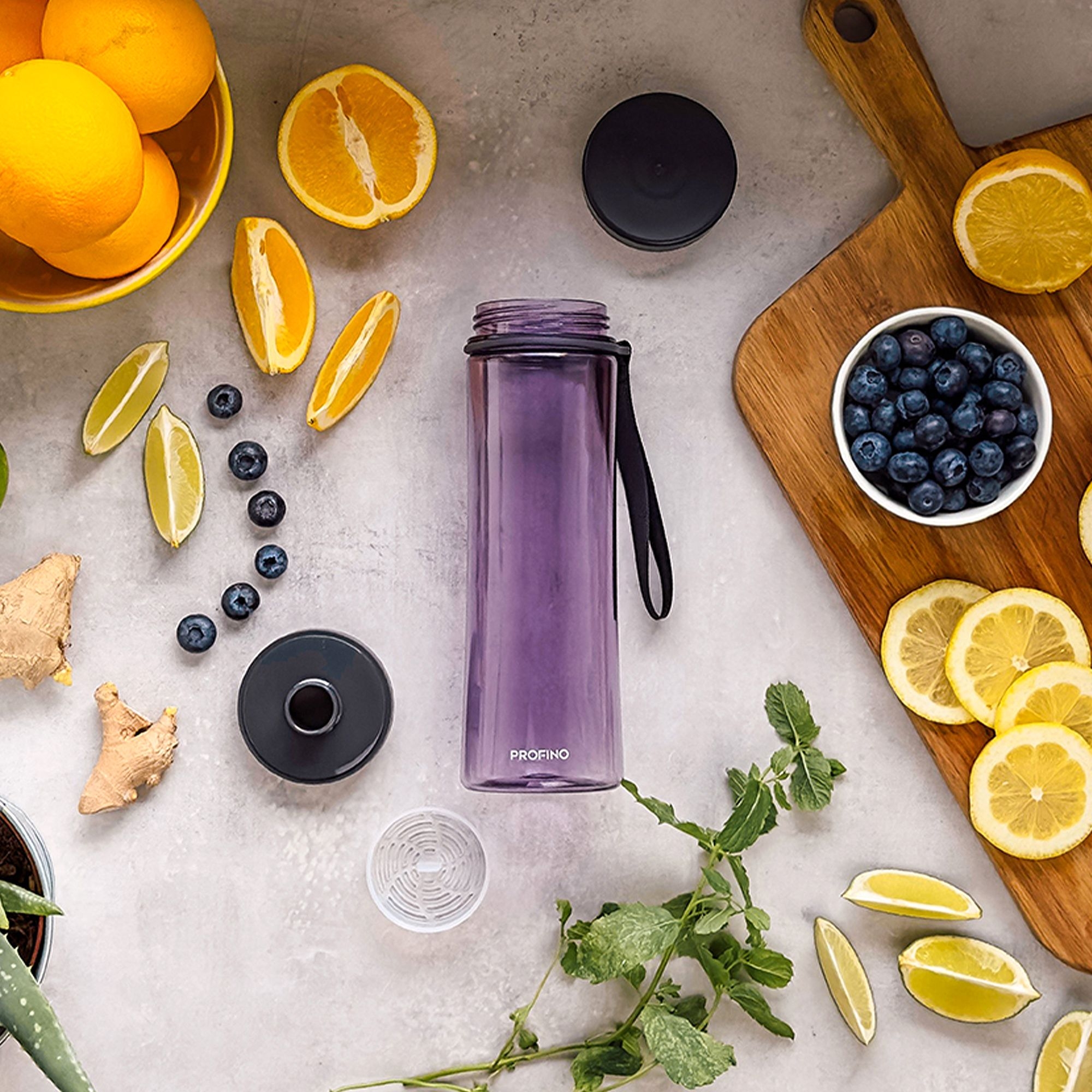 Profino - Infuze Trinkflasche mit Sieb - 600 ml - Lila Profino - Infuze Trinkflasche mit Sieb - 600 ml - Lila