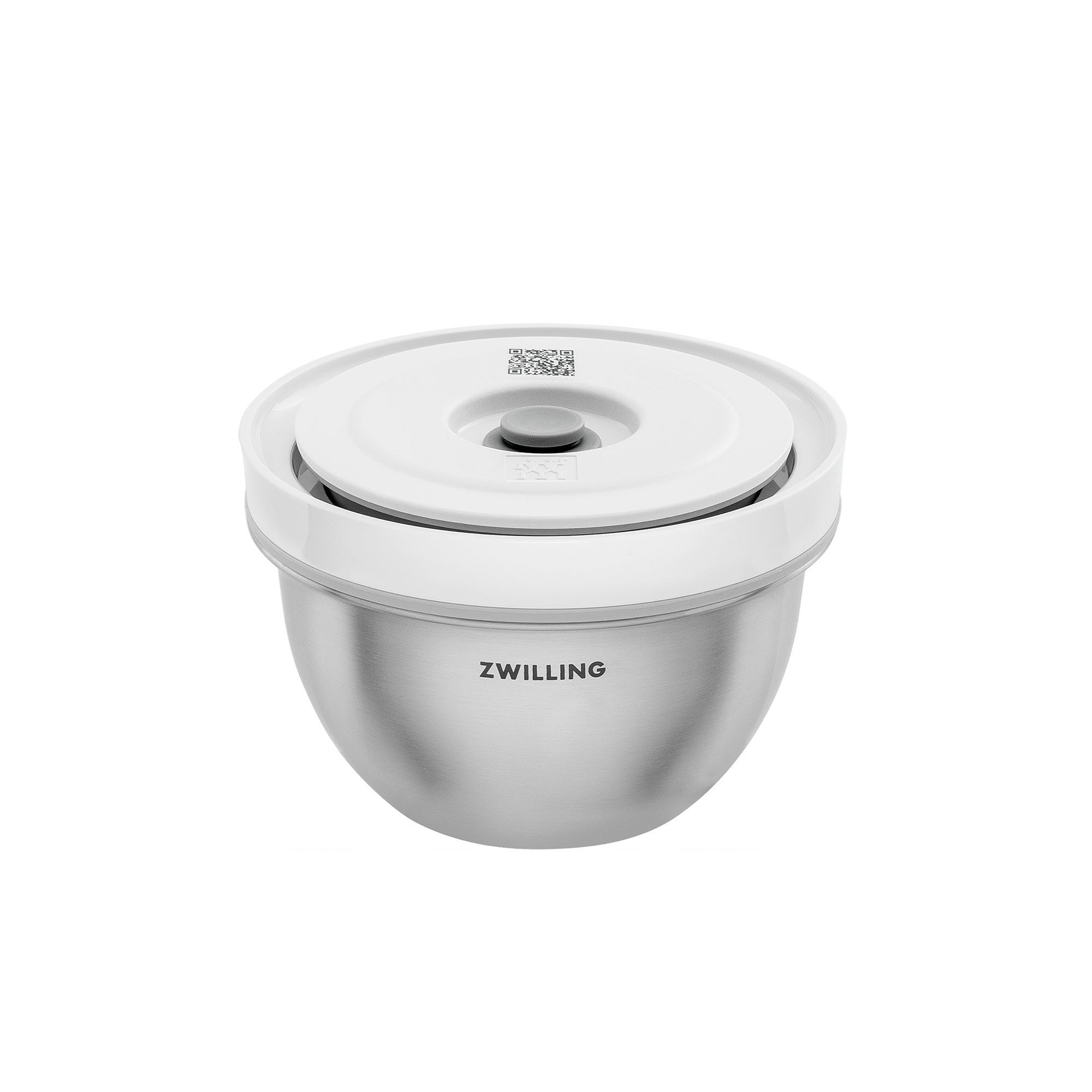 Zwilling stainless steel bowl with white vacuum lid