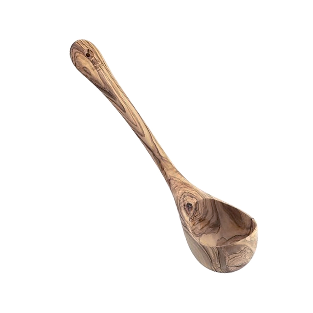 30 Cm Olive Wood Skull Ladle – Handmade, Unique Kitchen Utensil