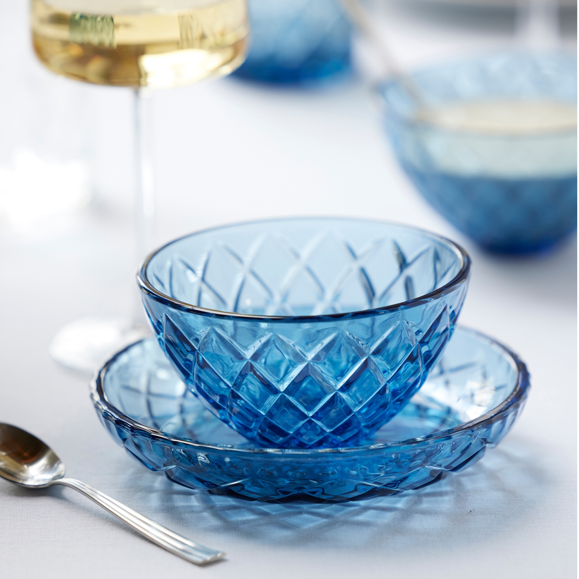 Lyngby Glas -Sorrento - Bowl - Blue - 4 pcs.