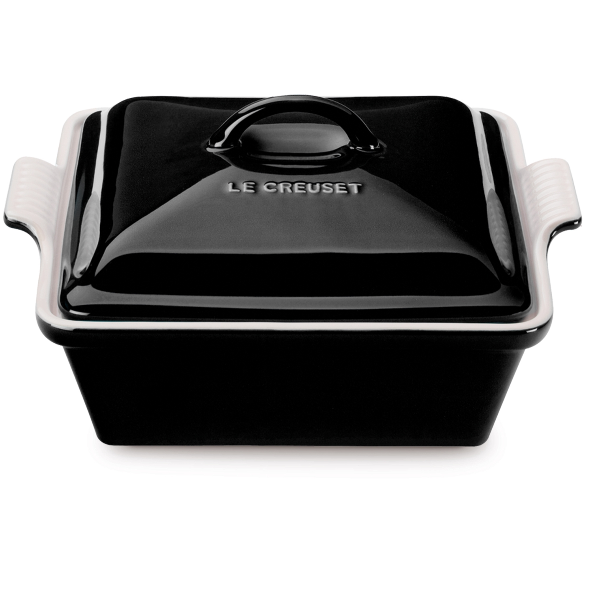 Le Creuset - Auflaufform Tradition quadratisch  mit Deckel - Schwarz glänzend