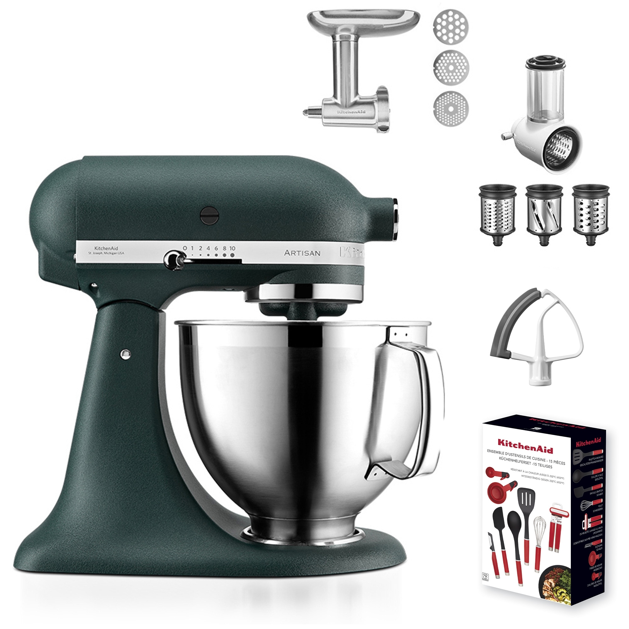 KitchenAid - Artisan Küchenmaschine 5KSM185PS -  Set - Pebbled Palm