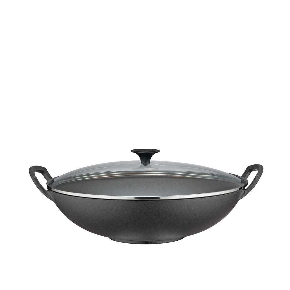 Spring - Cast-iron wok with glass lid - 35 cm Spring - Cast-iron wok with glass lid - 35 cm