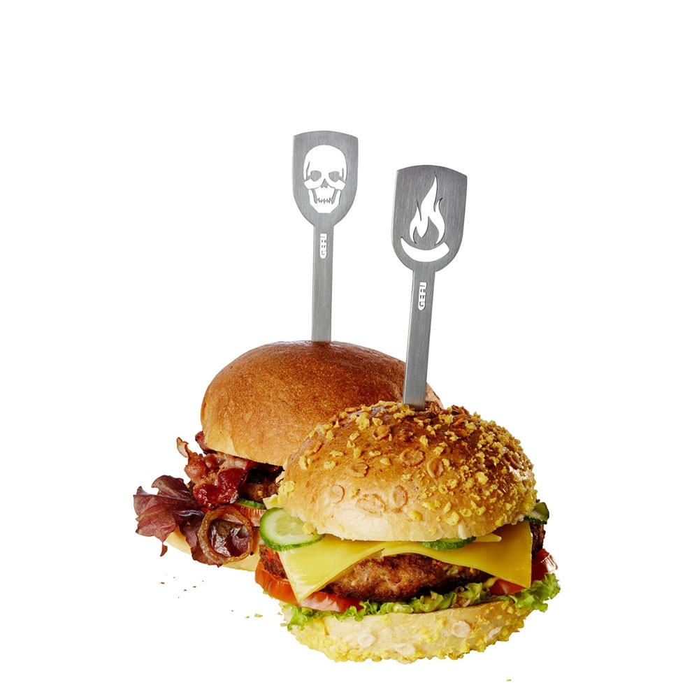 Gefu - Hamburger-Spieße TORRO Totenkopf/Flamme