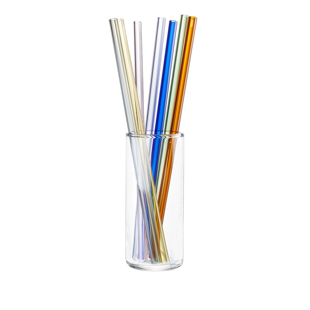 Gefu - Glass drinking straws Future with brush colored