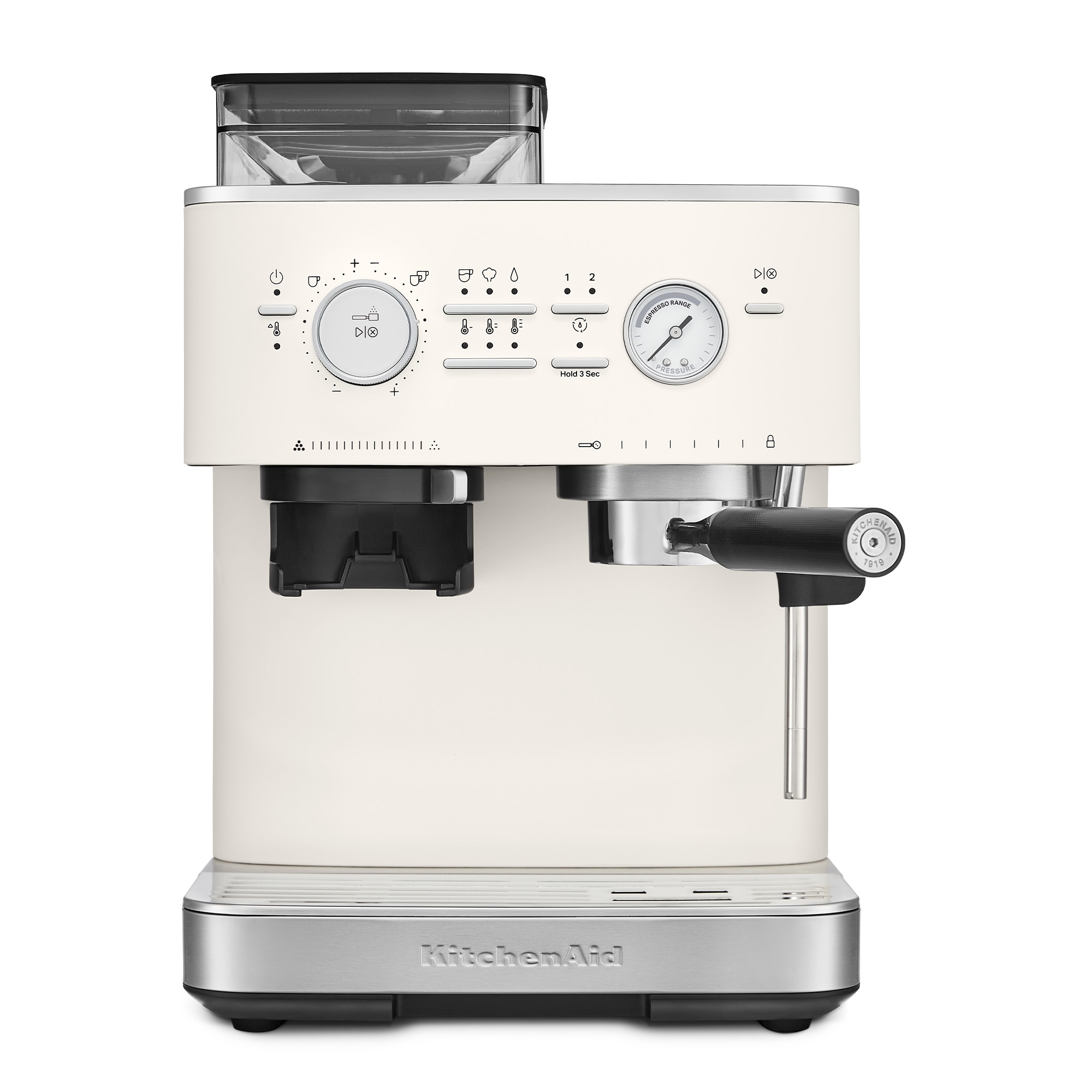 KitchenAid - Semi-automatic espresso machine with coffee grinder - Porcelain White KitchenAid - Semi-automatic espresso machine with coffee grinder - Porcelain White