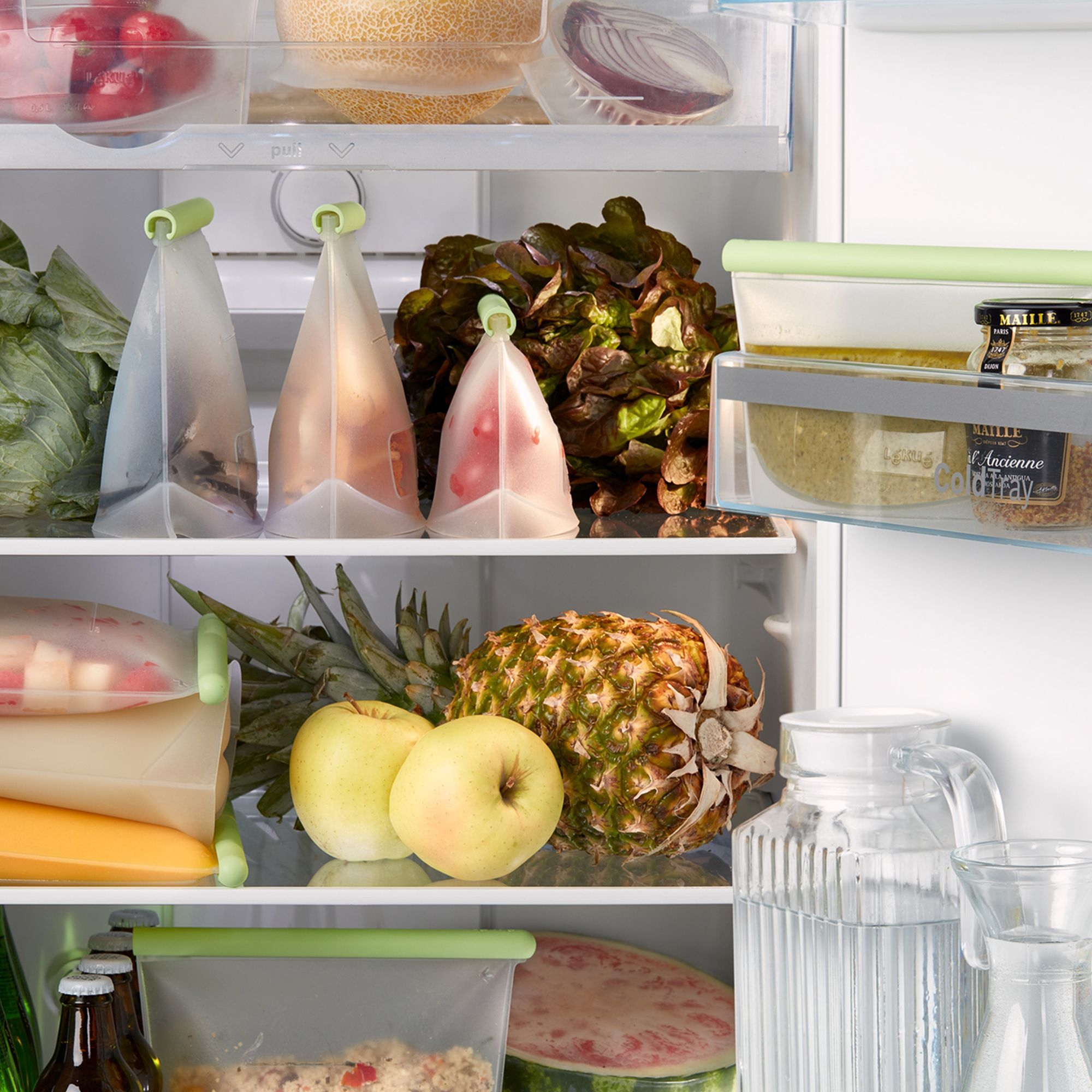 Lékué - Reusable silicone bags, set of 3, green Lékué - Reusable silicone bags, set of 3, green