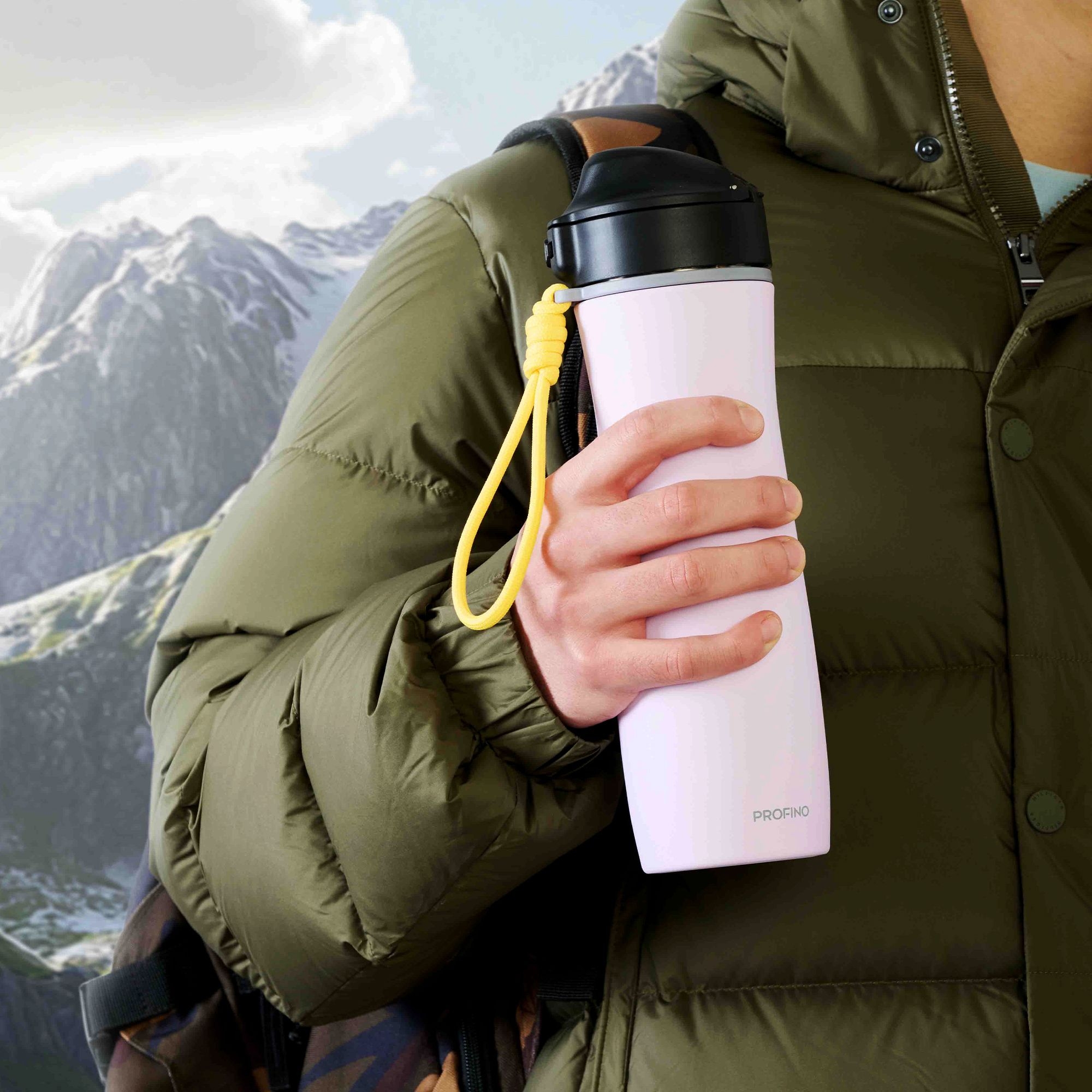Profino - Stainless steel Active Sports Bottle - 600 ml - Purple