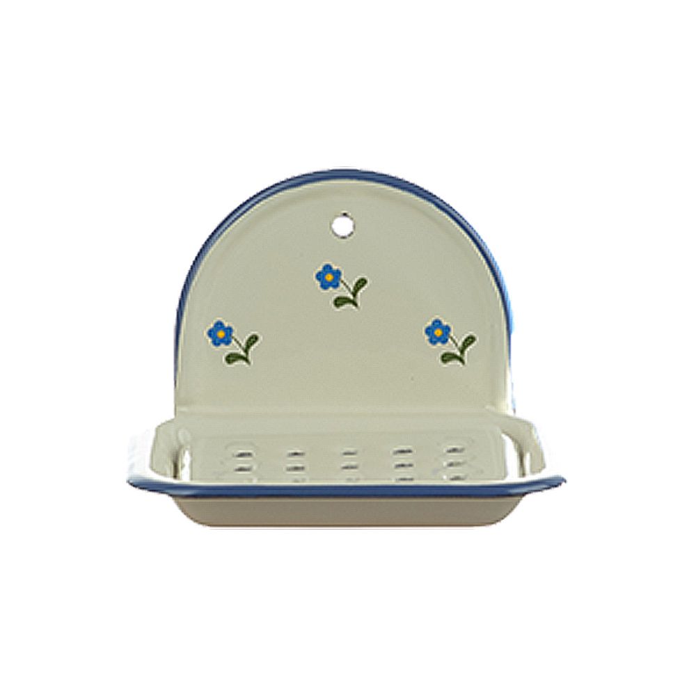 Münder Email - Seifenschale 14 cm - Beige mit Blumen Münder Email - Seifenschale 14 cm - Beige mit Blumen