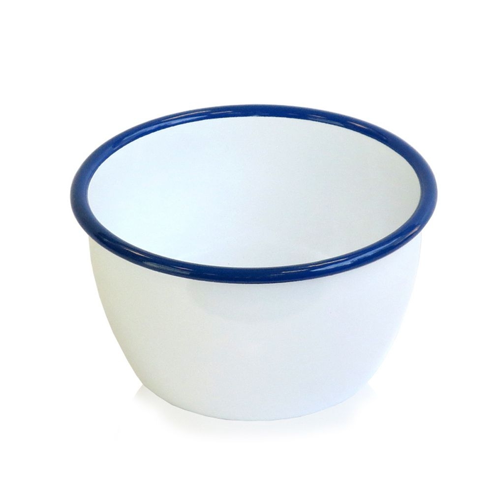 Münder Email - Salatschüssel - Weiß mit blauem Rand 18 cm