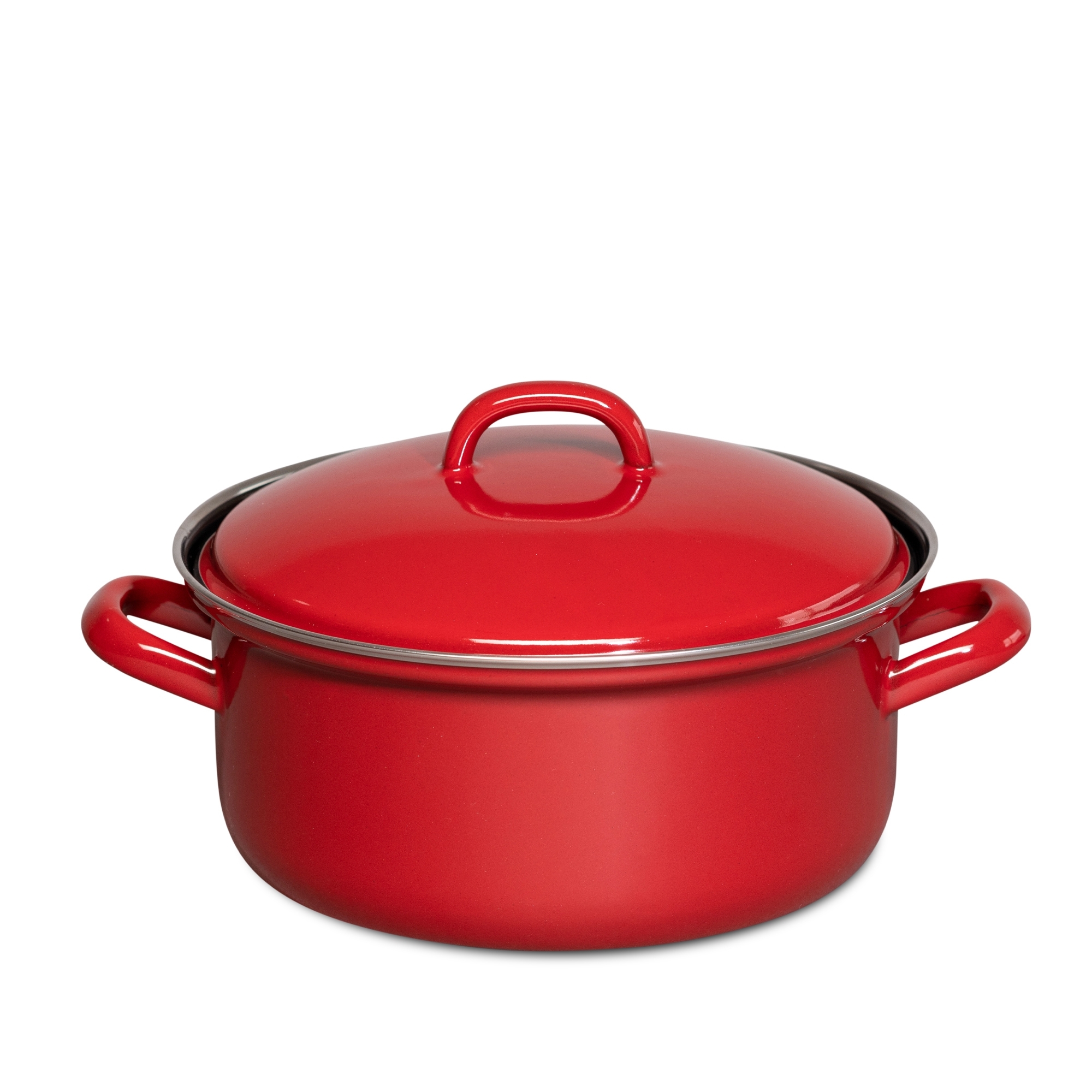 Red Riess COLOR enamel casserole pot with lid