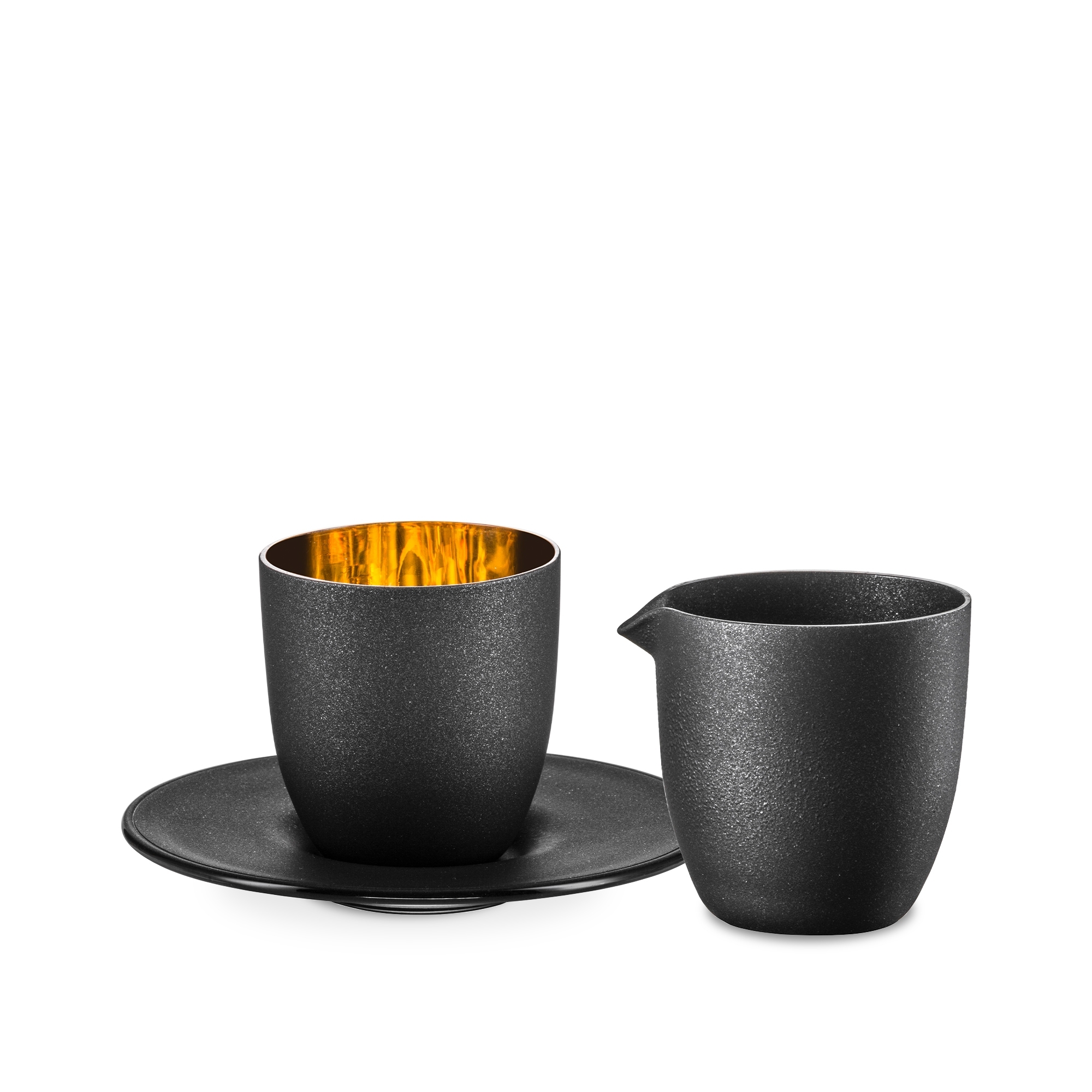 Eisch – Affogato Set – Glass with small jug, black/gold