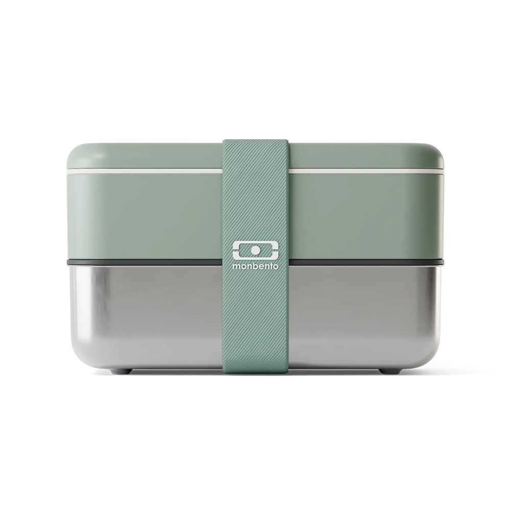 monbento - MB Sense Original - Lunch box with a stainless steel compartment, natural green