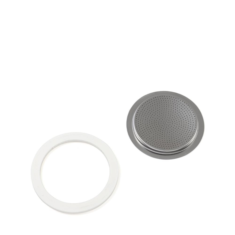 Bialetti - 1 Silikon Dichtung + 1 Filter Edelstahl Espressokocher - 4 Tassen