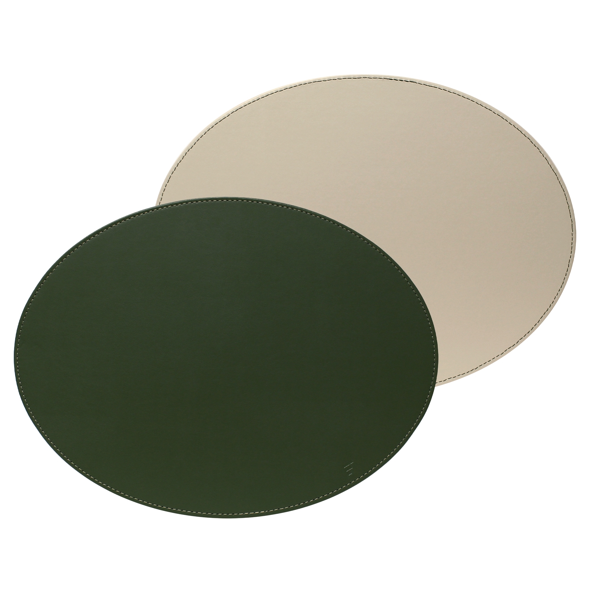 Freeform - Oval placemat - Olive green/ivory - 45 x 34 cm