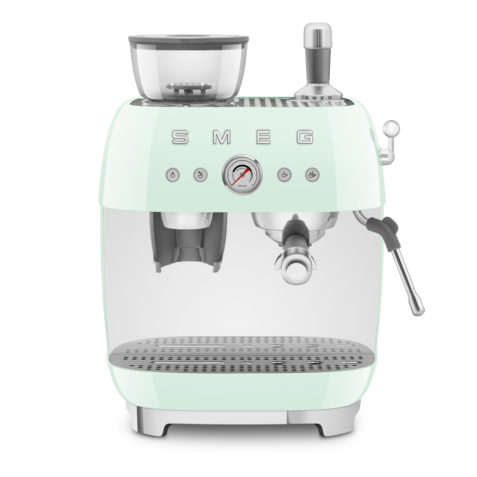 SMEG espresso machine with grinder 50's style - pastel green