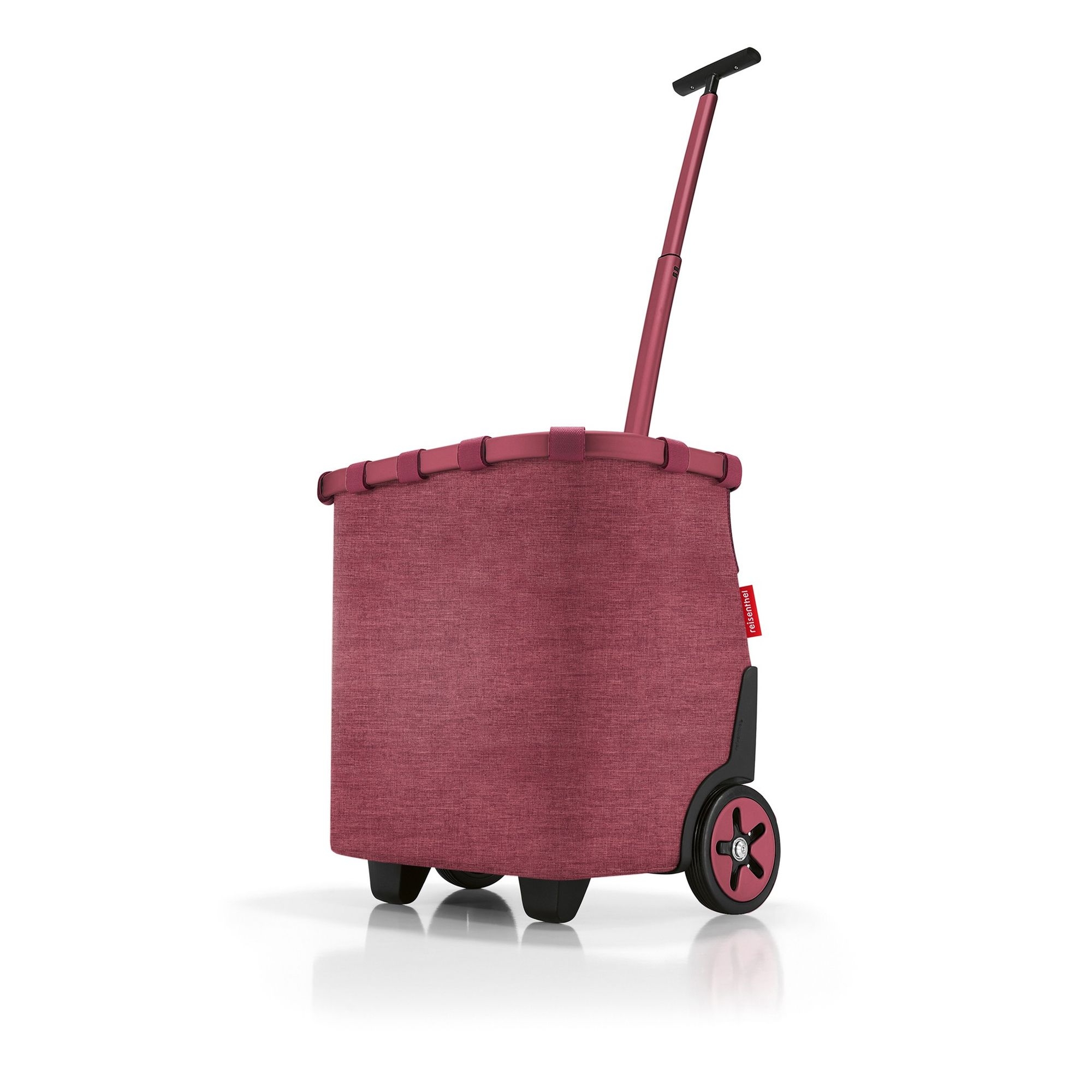 Sturdy burgundy shopping trolley with wheels