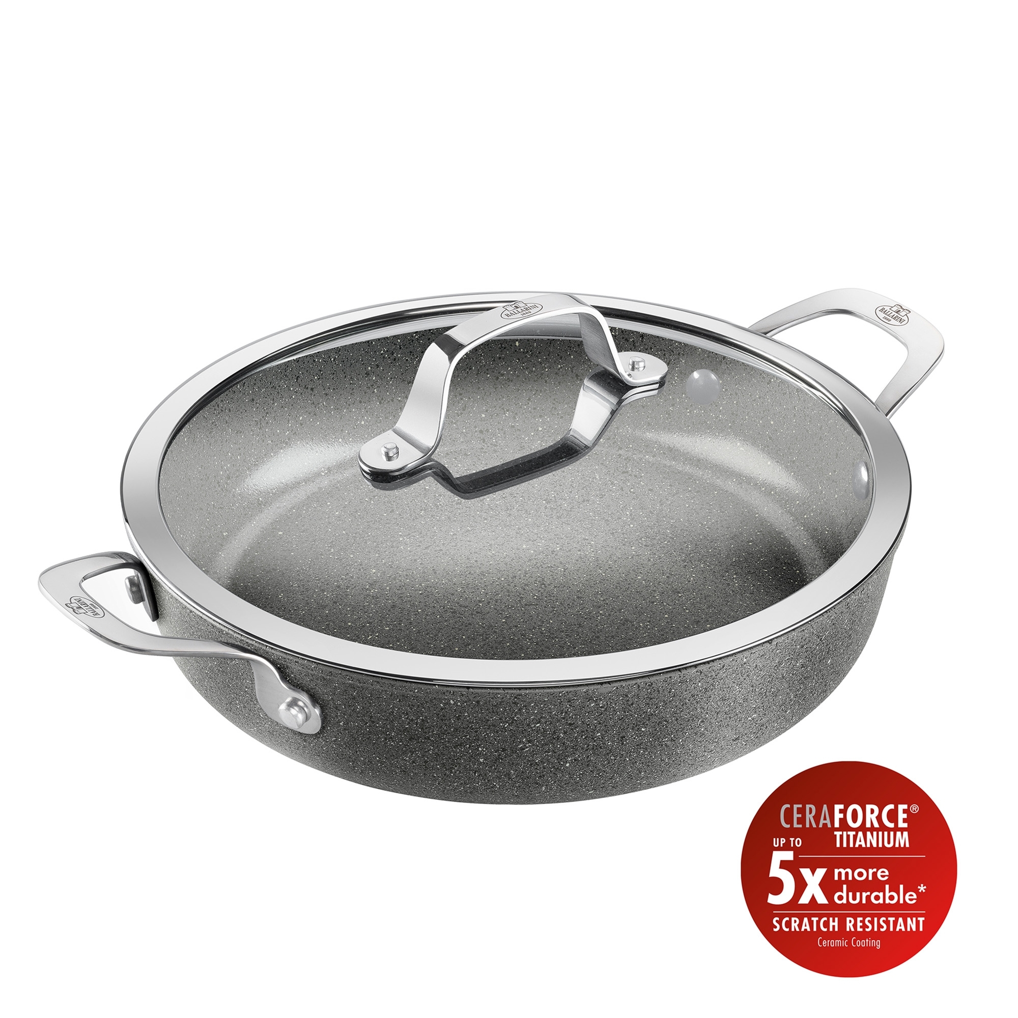 BALLARINI - Servierpfanne mit Deckel | Salina | 28 cm | titanverstärkte keramische Antihaftbeschichtung