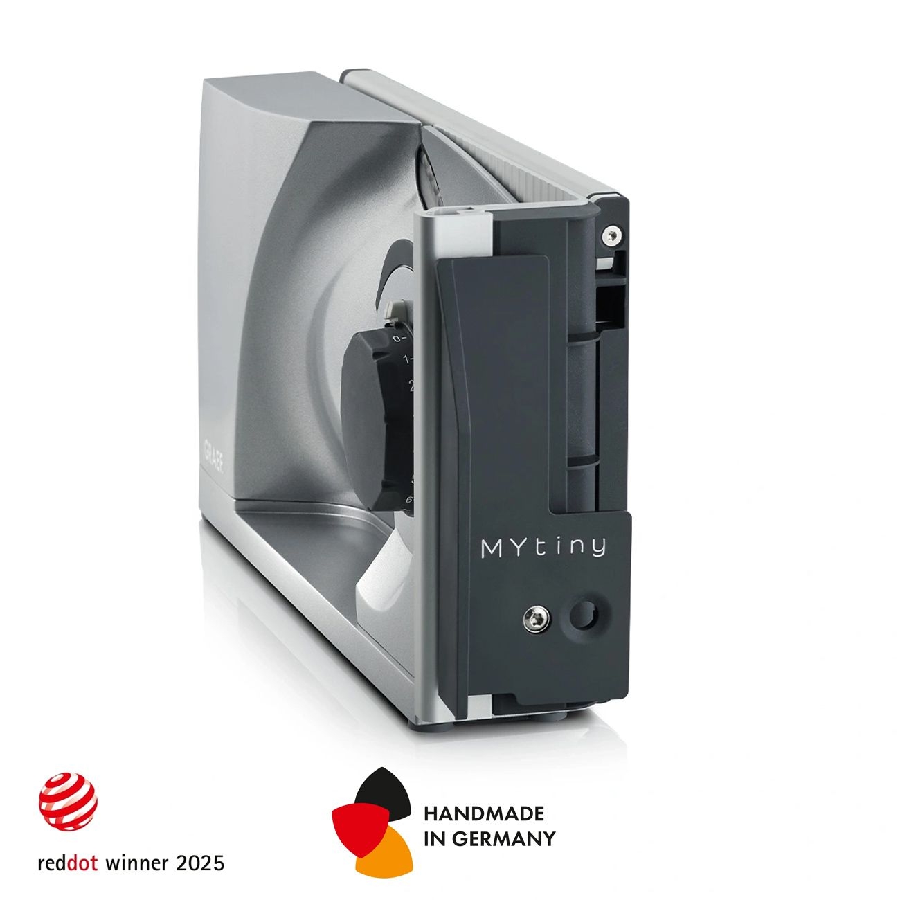 Graef - Klappbarer Allesschneider MYtiny TWIN | Silber Graef - Klappbarer Allesschneider MYtiny TWIN | Silber