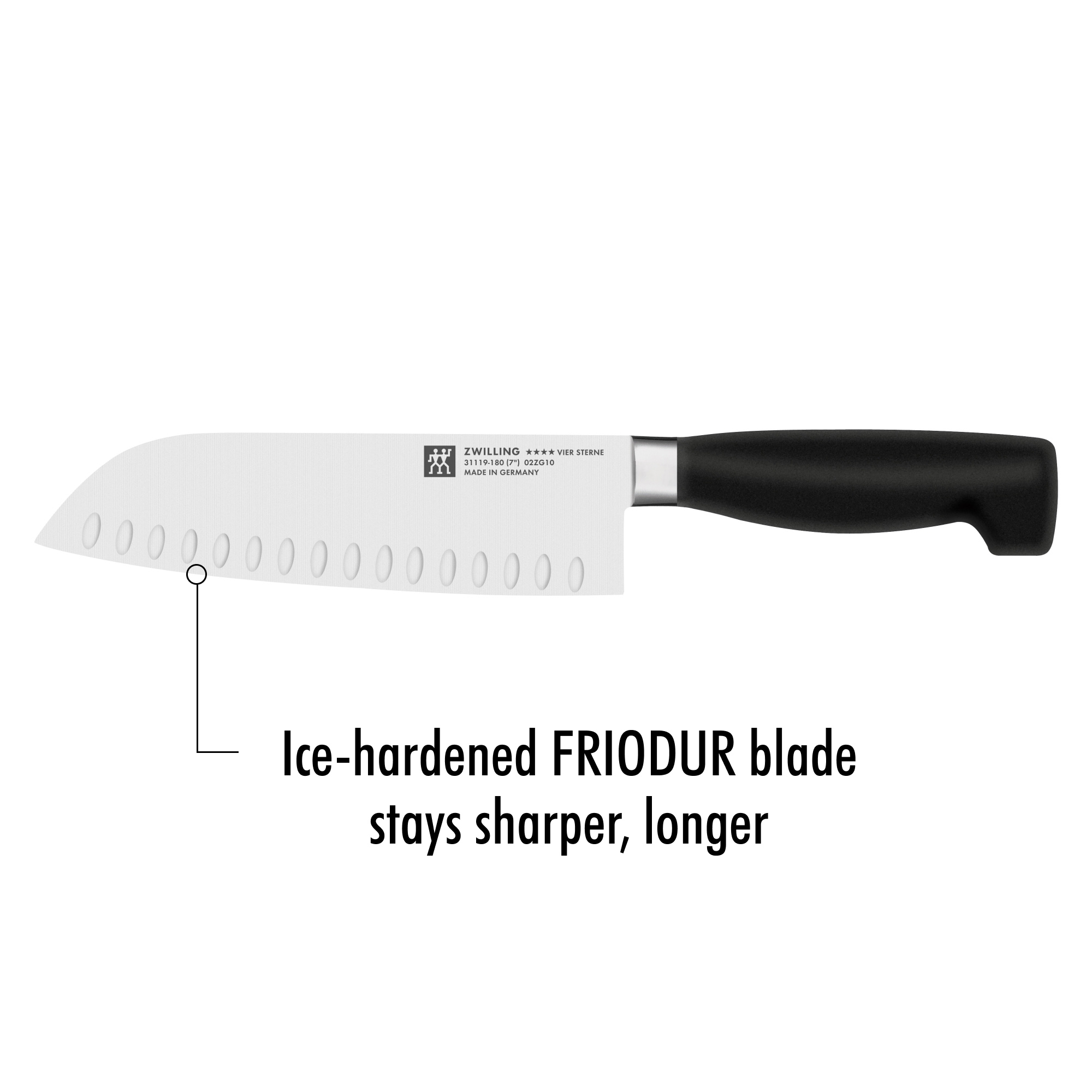 ZWILLING - Santoku mit Kullen | Vier Sterne | 18 cm ZWILLING - Santoku mit Kullen | Vier Sterne | 18 cm