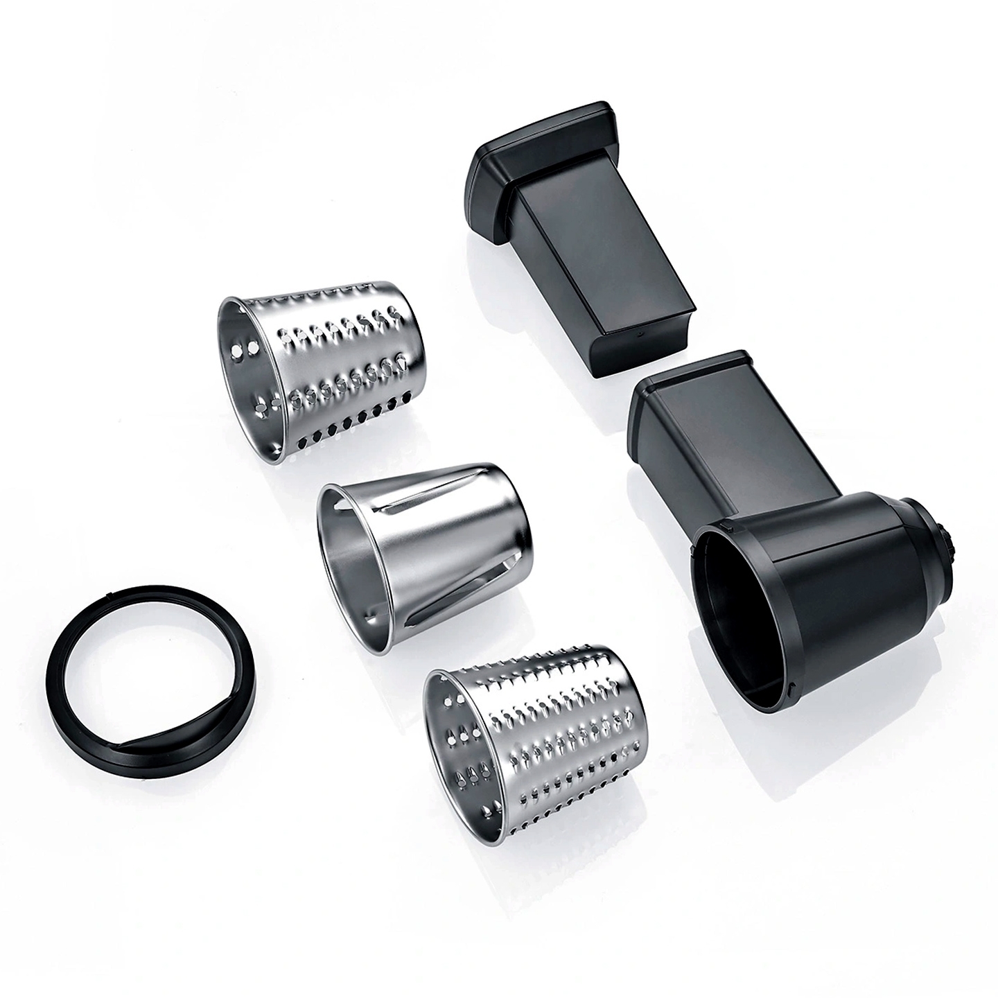 Vegetable grater attachment with three steel drums