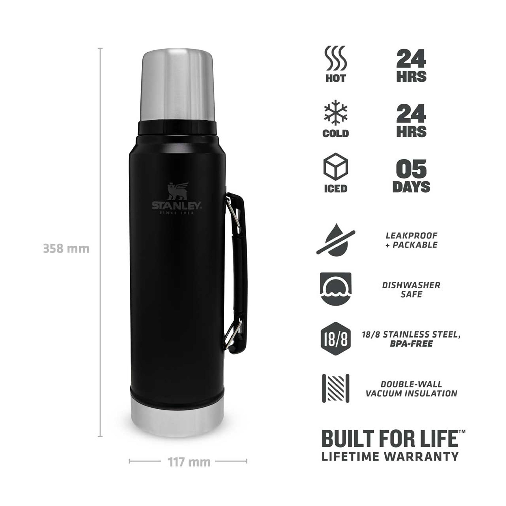 Stanley - Classic Isolierflasche - 1,0 L - schwarz