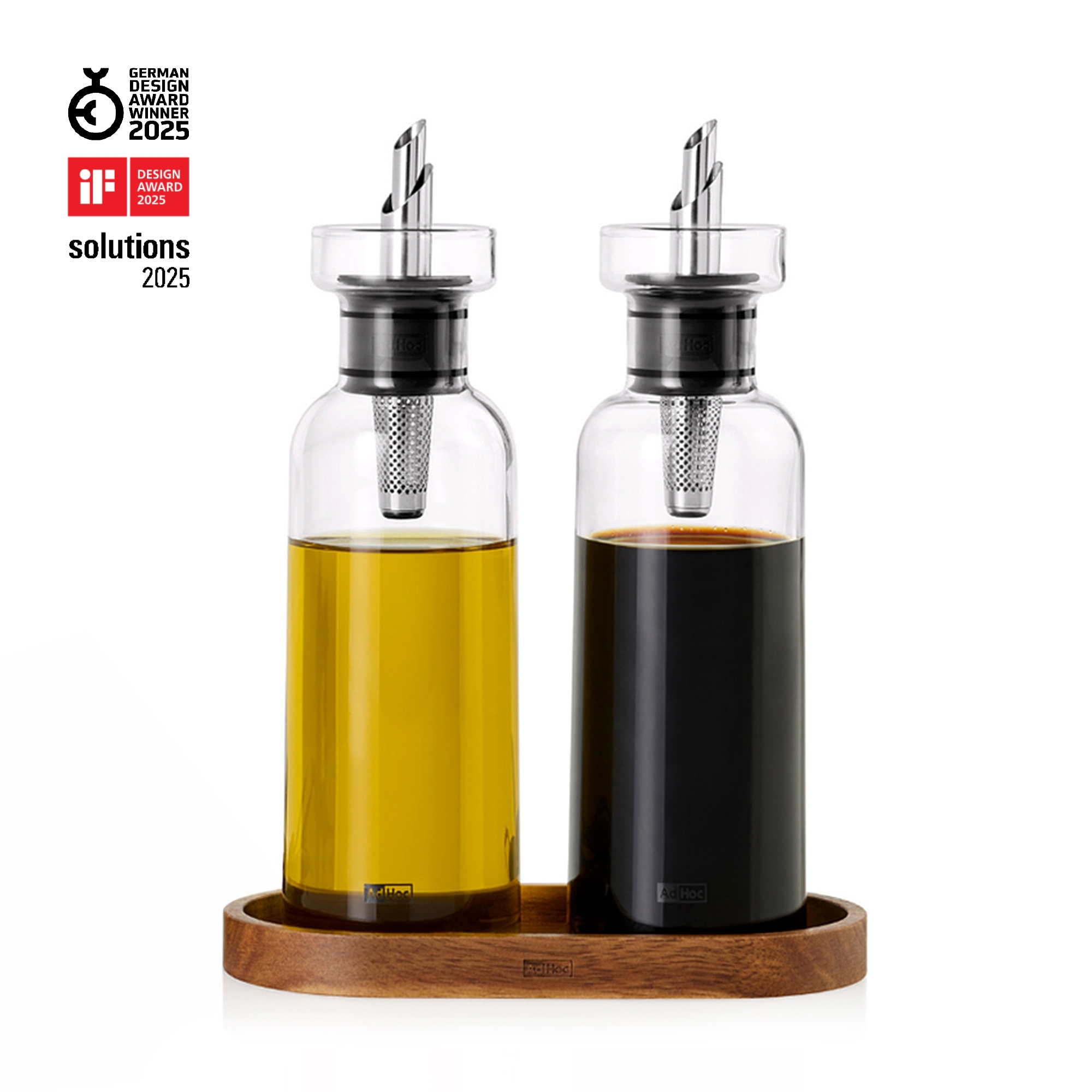 AdHoc Aroma Pour oil and vinegar dispensers with tray