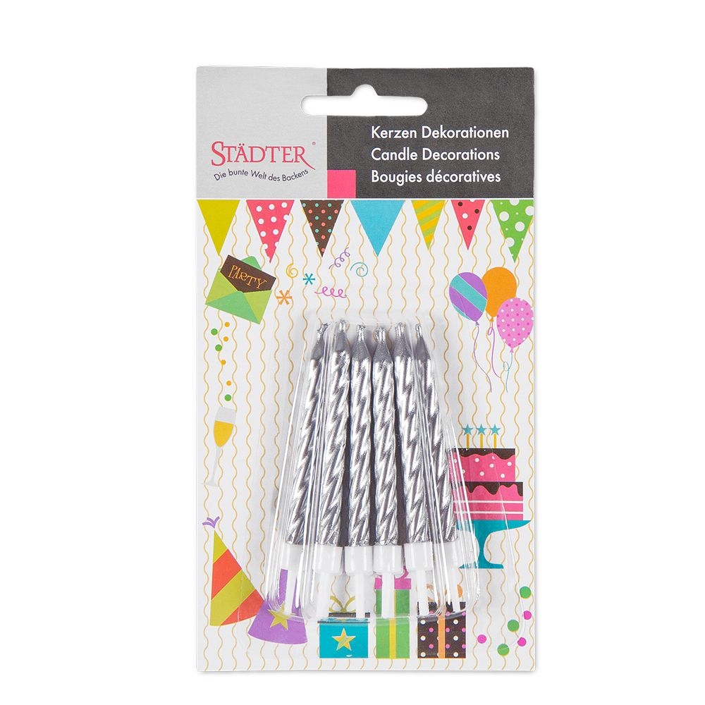 Städter - Kerze Geburtstag -  7,5 cm  - mit Halter - 10 Stück - verschiedene Farben
