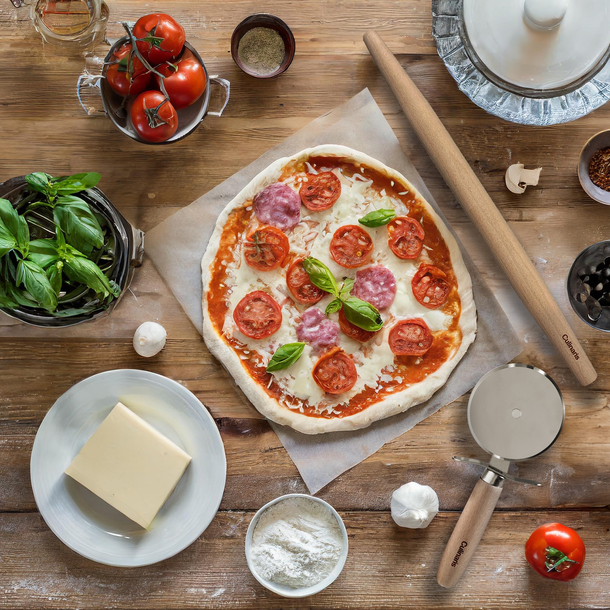 Italian rolling pin - beech wood - 45.8 cm | Culinaris Italian rolling pin - beech wood - 45.8 cm | Culinaris