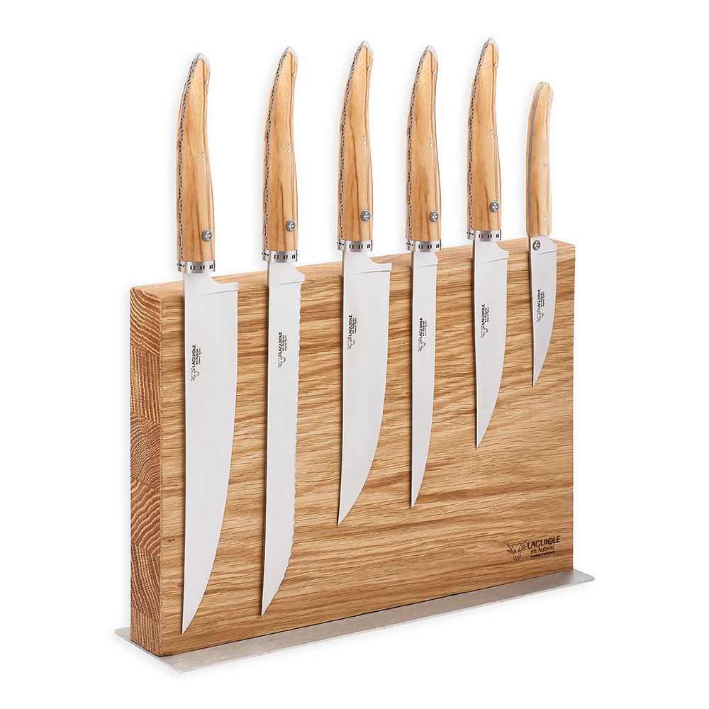 Laguiole - Knife block + 6 knives gourmet olive