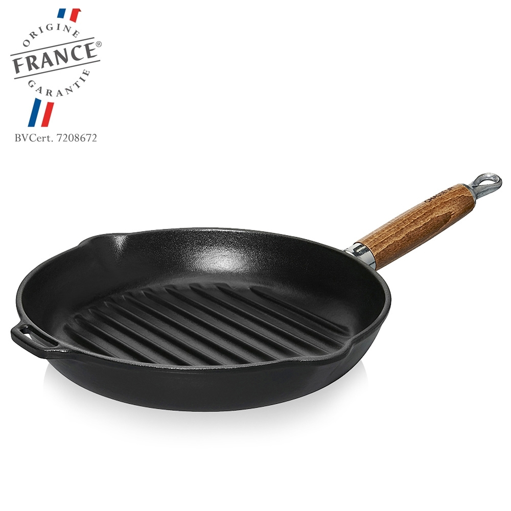 Chasseur - Grill pan with wooden handle 28 cm | Black