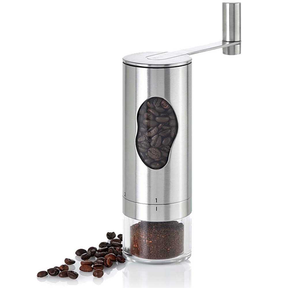 AdHoc coffee grinder MRS. BEAN with beans and grounds