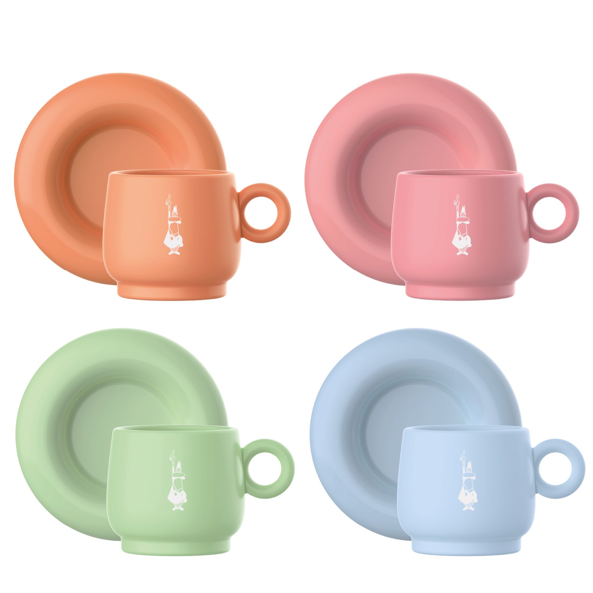 Bialetti - Mercato Della Frutta – 4er Set Espressobecher mit Untertassen