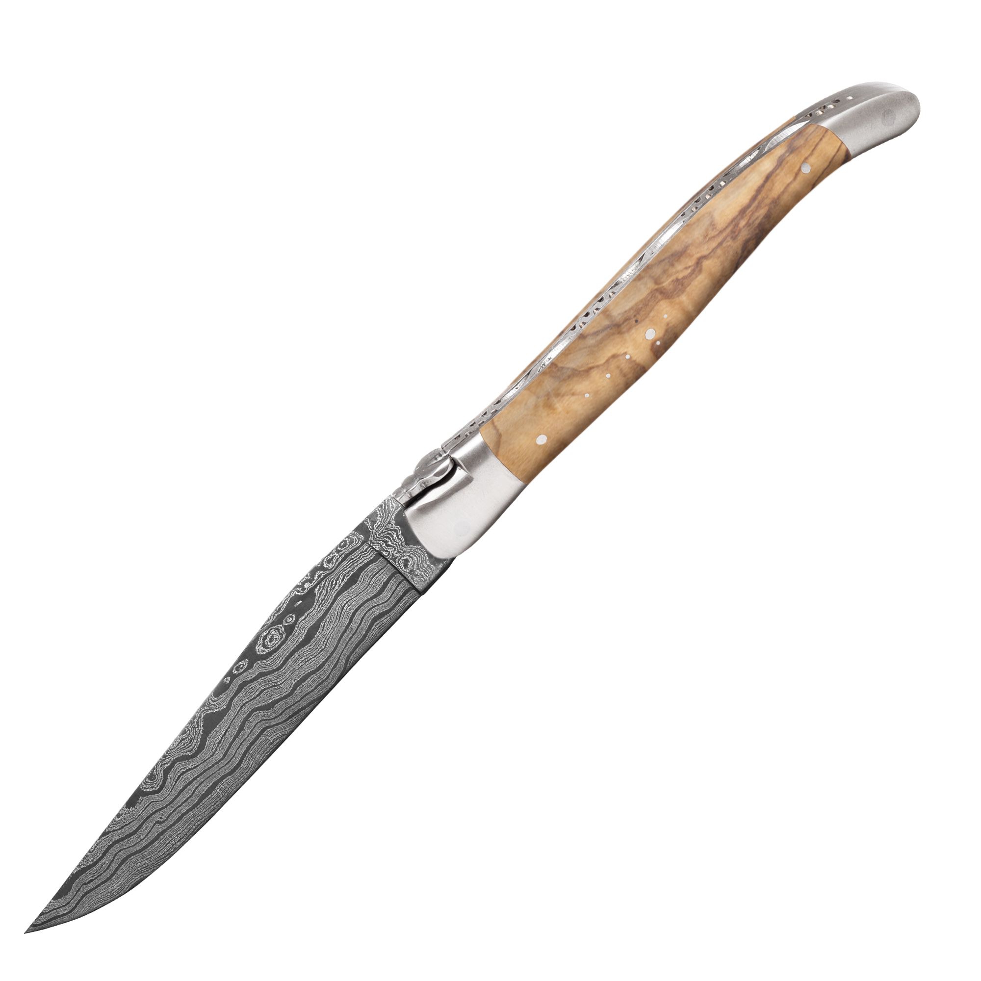 Laguiole - Calp/Pocket Knife Olive with Damascus Blade