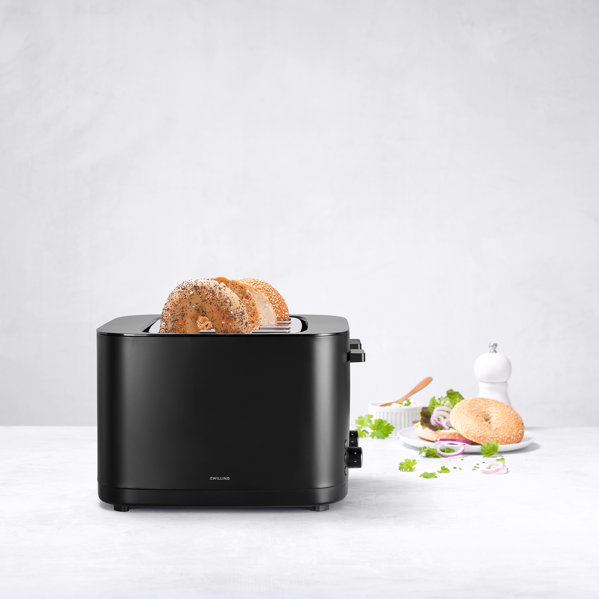 ZWILLING - Toaster mit Brötchenaufsatz | ENFINIGY | 2 Schlitze kurz | Schwarz