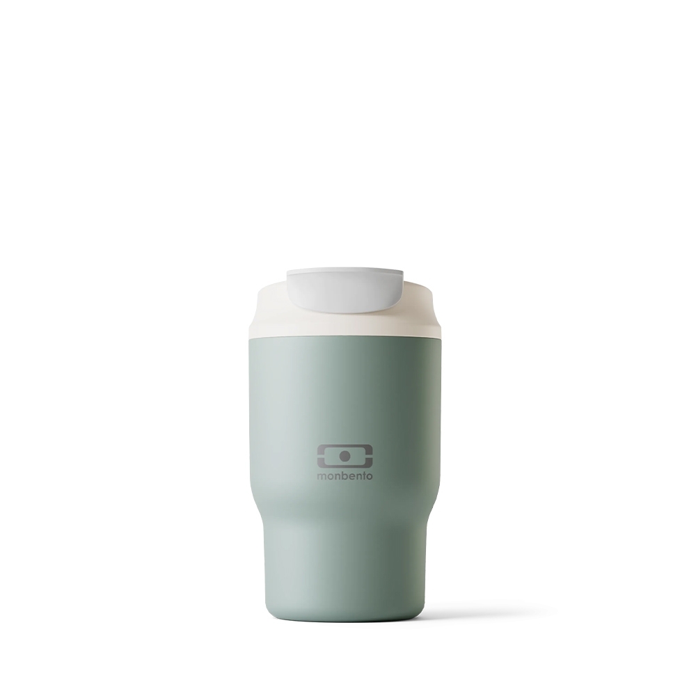 monbento - MB Travel mug S Isolierbecher mit Strohhalm, natural green