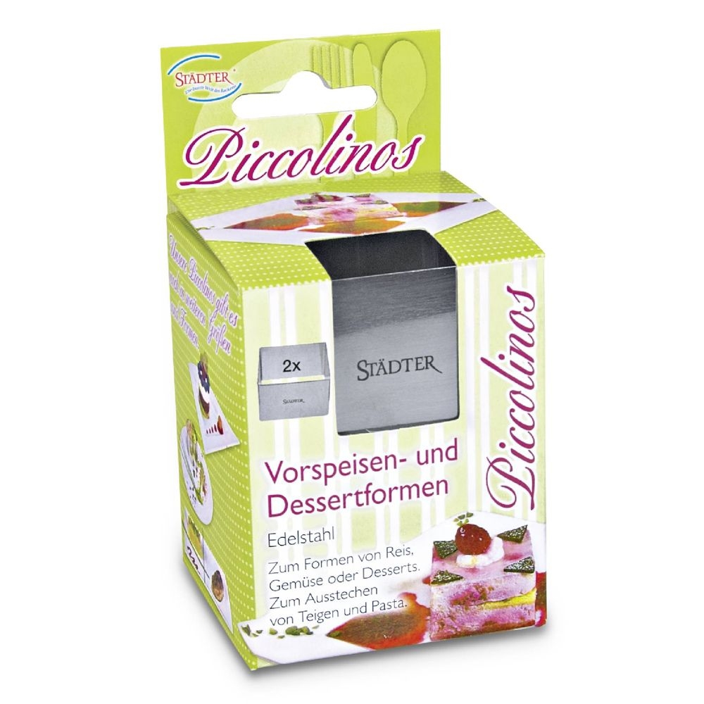 Städter - Dessert ring Square - 6 x 6 x 4 cm - 2 Pieces Städter - Dessert ring Square - 6 x 6 x 4 cm - 2 Pieces