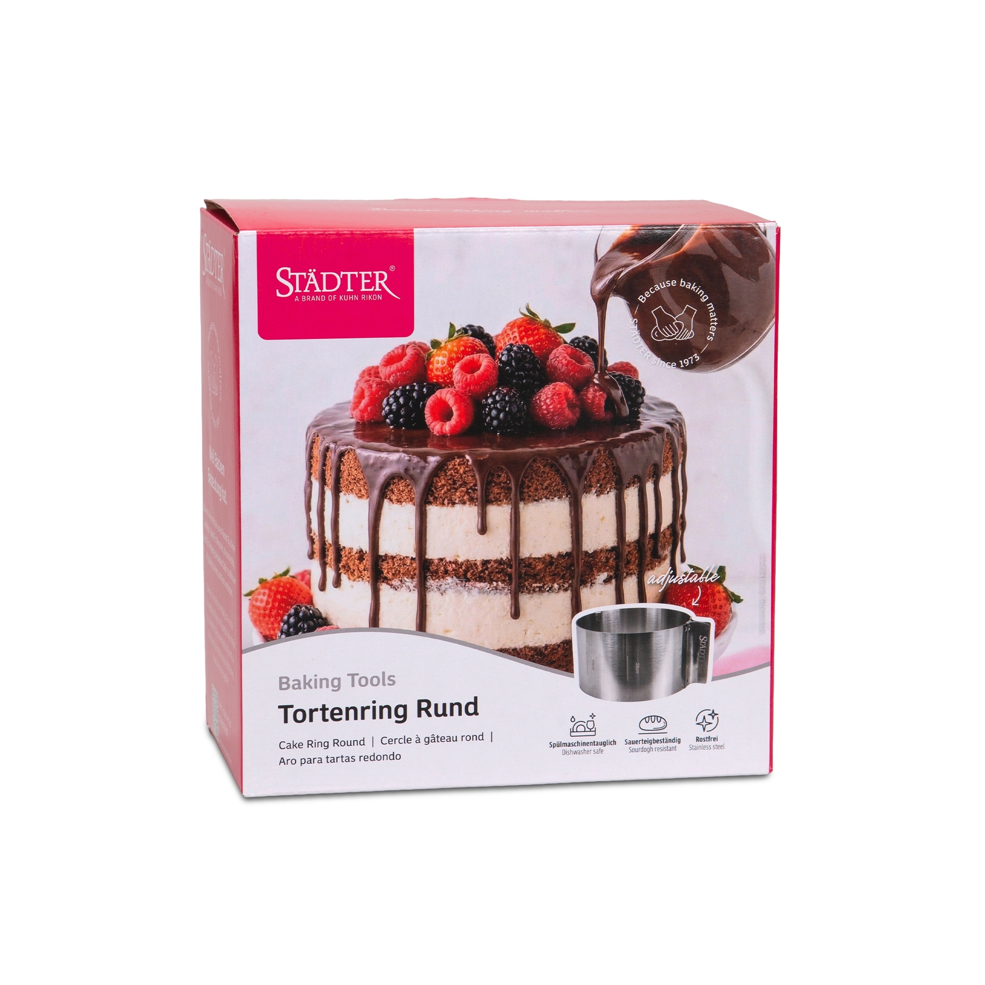Städter - Round cake ring - adjustable with handle - H 9 cm